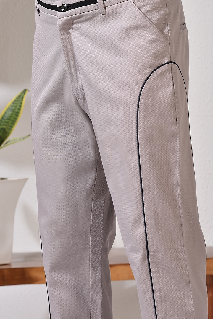 Pastel Beige Cotton Trousers by Abkasa at Pernia's Pop Up Shop