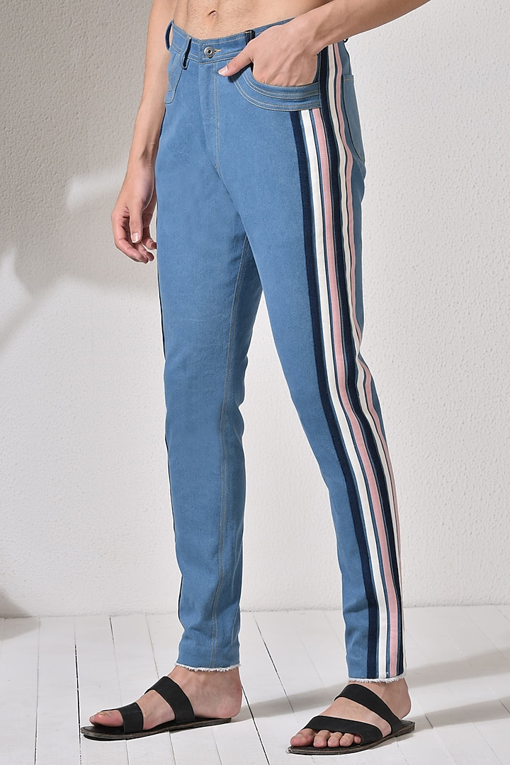 Light Blue Striped Jeans by Abkasa