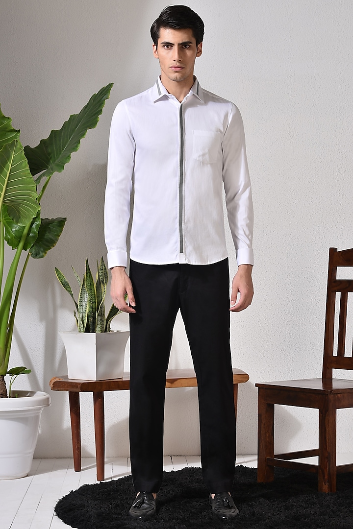 White Cotton Shirt With French Cuffs by Abkasa
