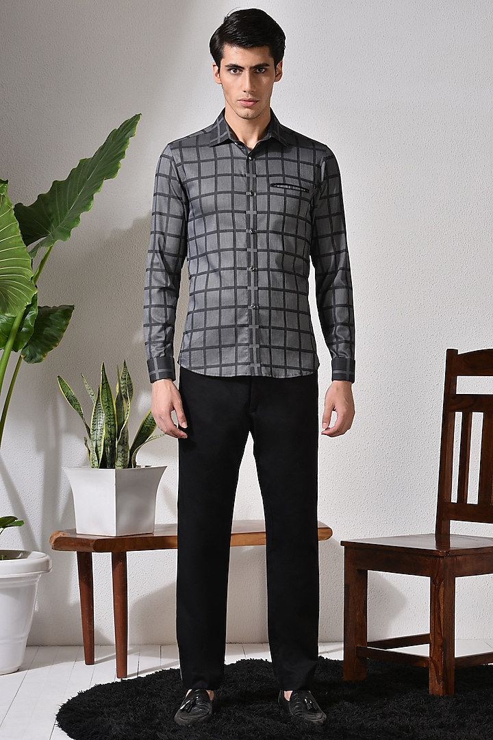 Grey Checkered Shirt by Abkasa