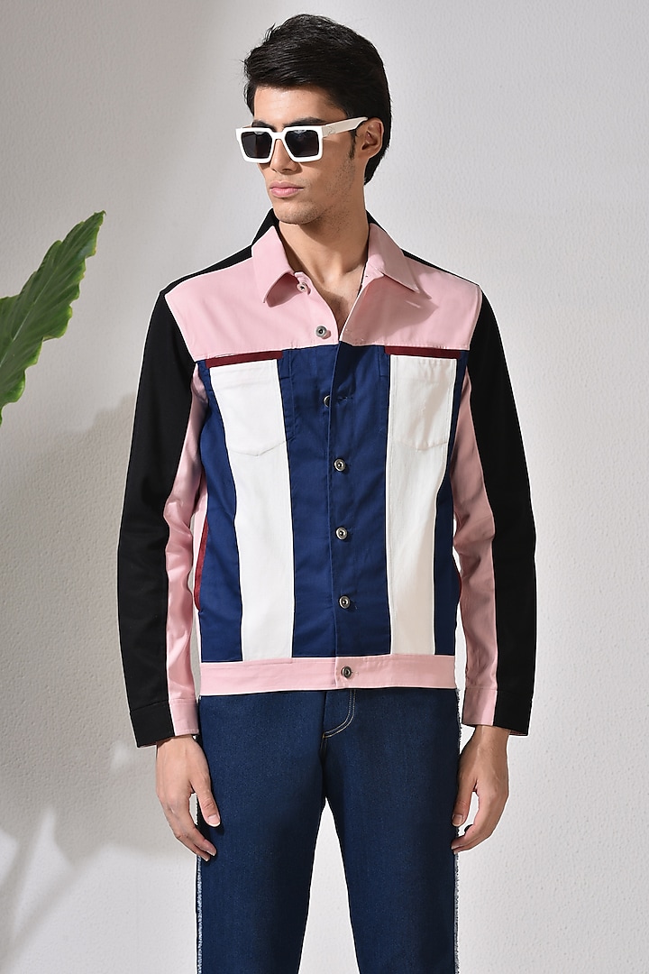 Multi Colored Cotton Jacket by Abkasa