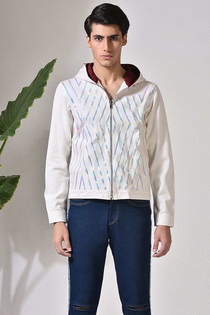 White Cotton Hoodie by Abkasa at Pernia's Pop Up Shop