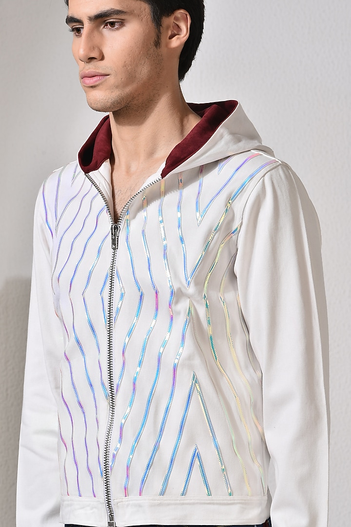 White Cotton Hoodie by Abkasa at Pernia's Pop Up Shop