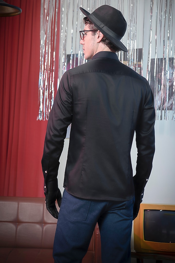Black Poly Viscose Summer Shirt by Abkasa at Pernia's Pop Up Shop
