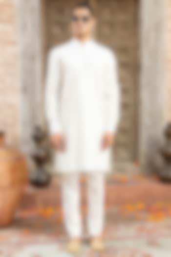 Ivory Silk Kurta Set by Abkasa at Pernia's Pop Up Shop