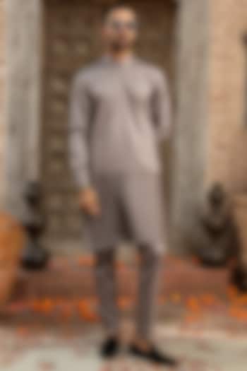 Grey Silk Kurta Set by Abkasa at Pernia's Pop Up Shop