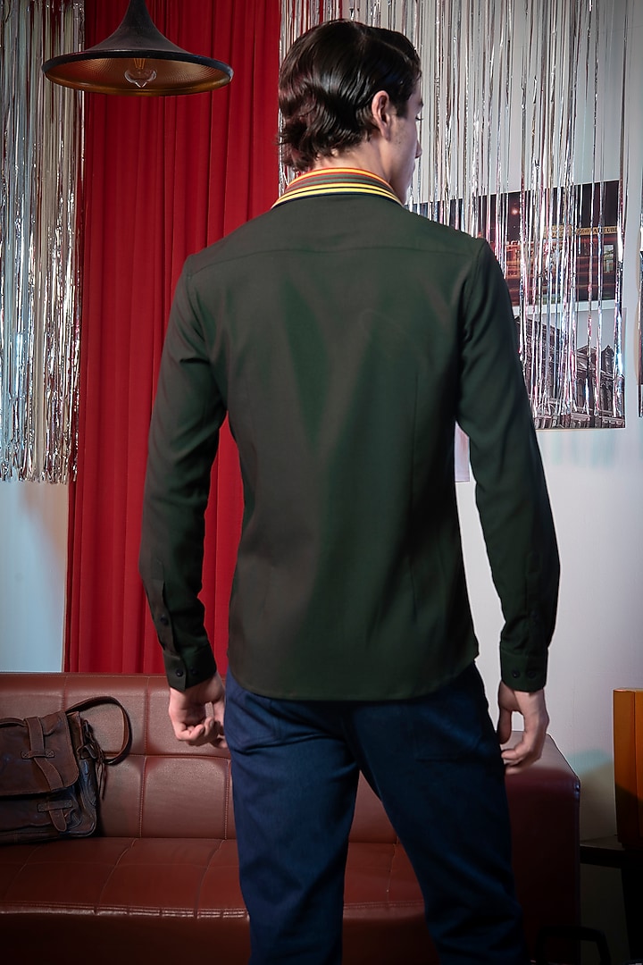 Green Poly Viscose Applique Work Party Wear Shirt by Abkasa at Pernia's Pop Up Shop