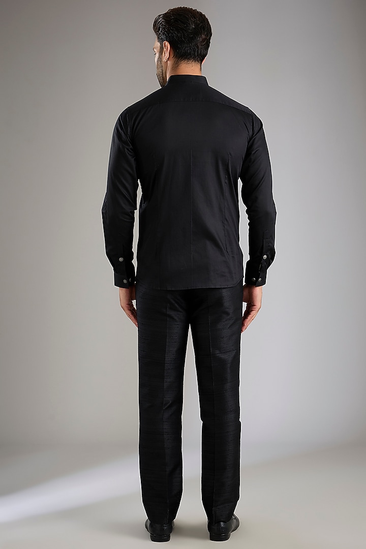 Black Silk Wedding Indowestern Set by Abkasa at Pernia's Pop Up Shop