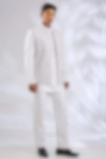 White Silk Wedding Indowestern Set by Abkasa at Pernia's Pop Up Shop