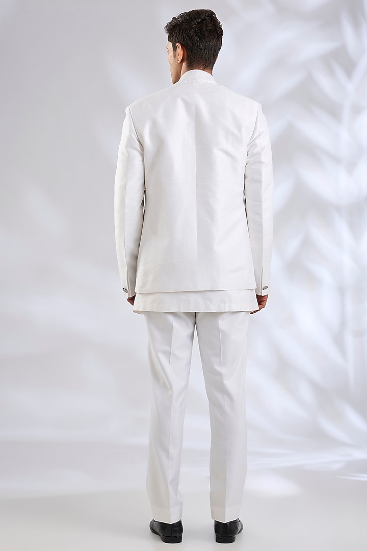 White Silk Wedding Indowestern Set by Abkasa at Pernia's Pop Up Shop