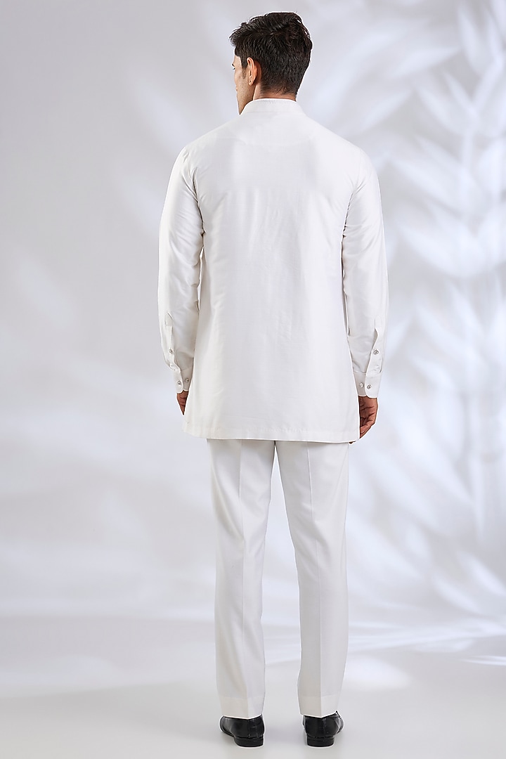 White Silk Wedding Indowestern Set by Abkasa at Pernia's Pop Up Shop