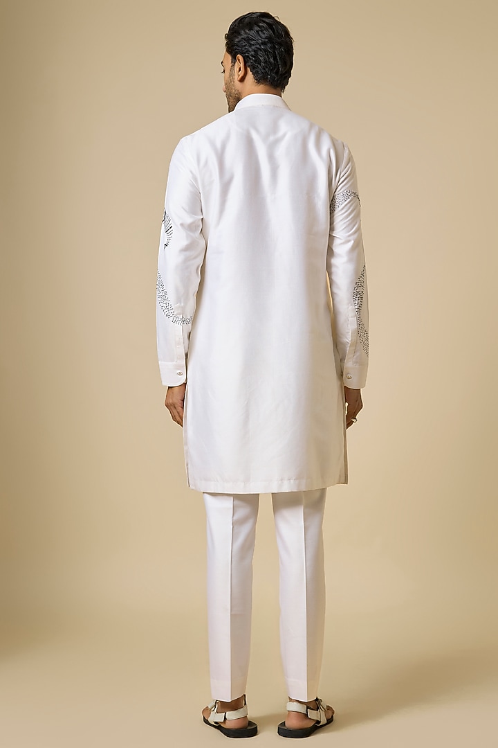 White Cotton Silk Kurta Set by Abkasa at Pernia's Pop Up Shop