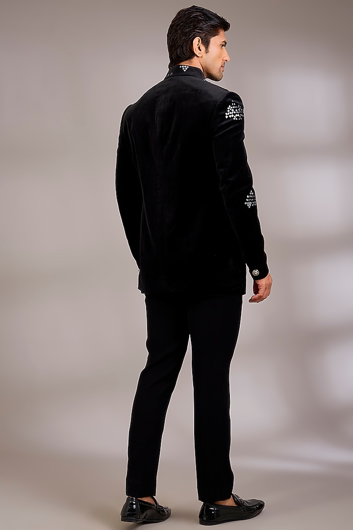 Black Velvet Wedding Bandhgala Set by Abkasa at Pernia's Pop Up Shop