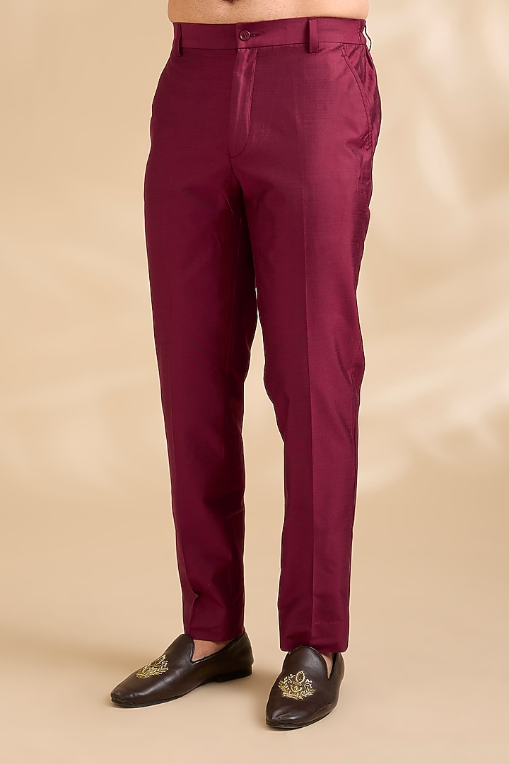 Maroon Silk Kurta Set by Abkasa at Pernia's Pop Up Shop