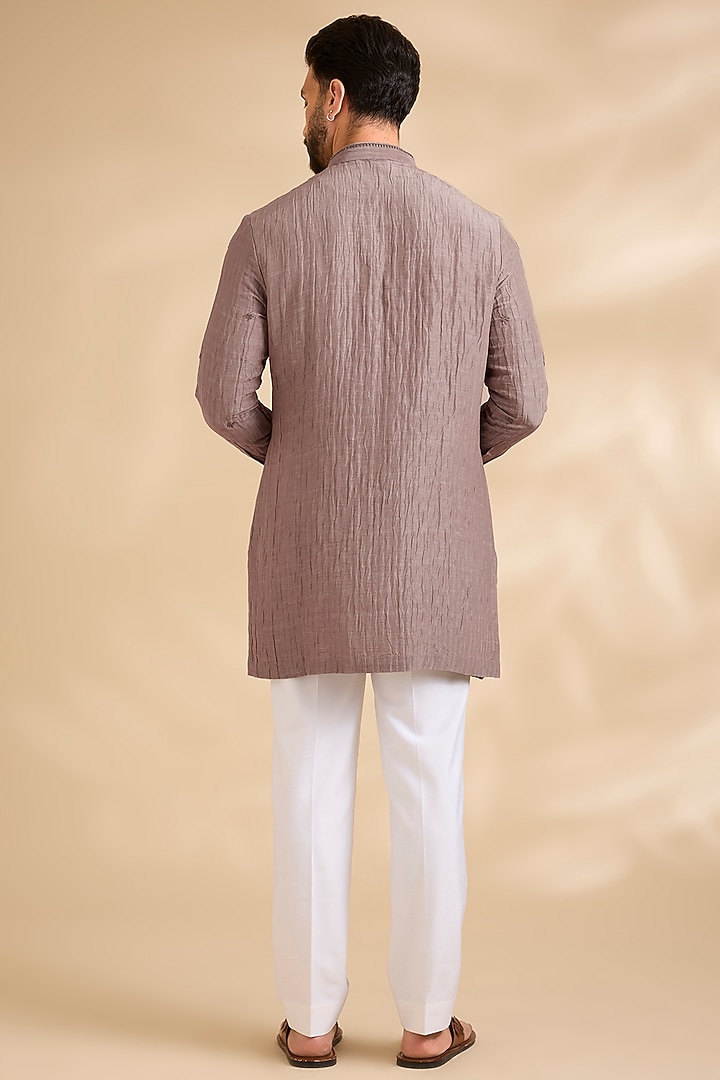Mouse Grey Silk Kurta Set by Abkasa at Pernia's Pop Up Shop