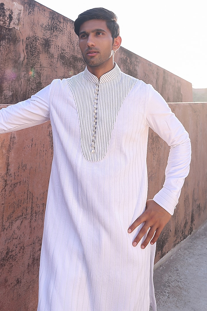 Pista Green Pure Silk & Katan Silk Groom Bandhgala Set by Abkasa at Pernia's Pop Up Shop