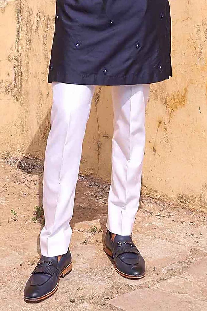 Navy Blue Katan Silk Kurta Set by Abkasa at Pernia's Pop Up Shop