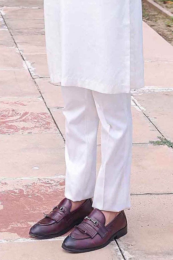 White Modal Satin Kurta Set by Abkasa at Pernia's Pop Up Shop