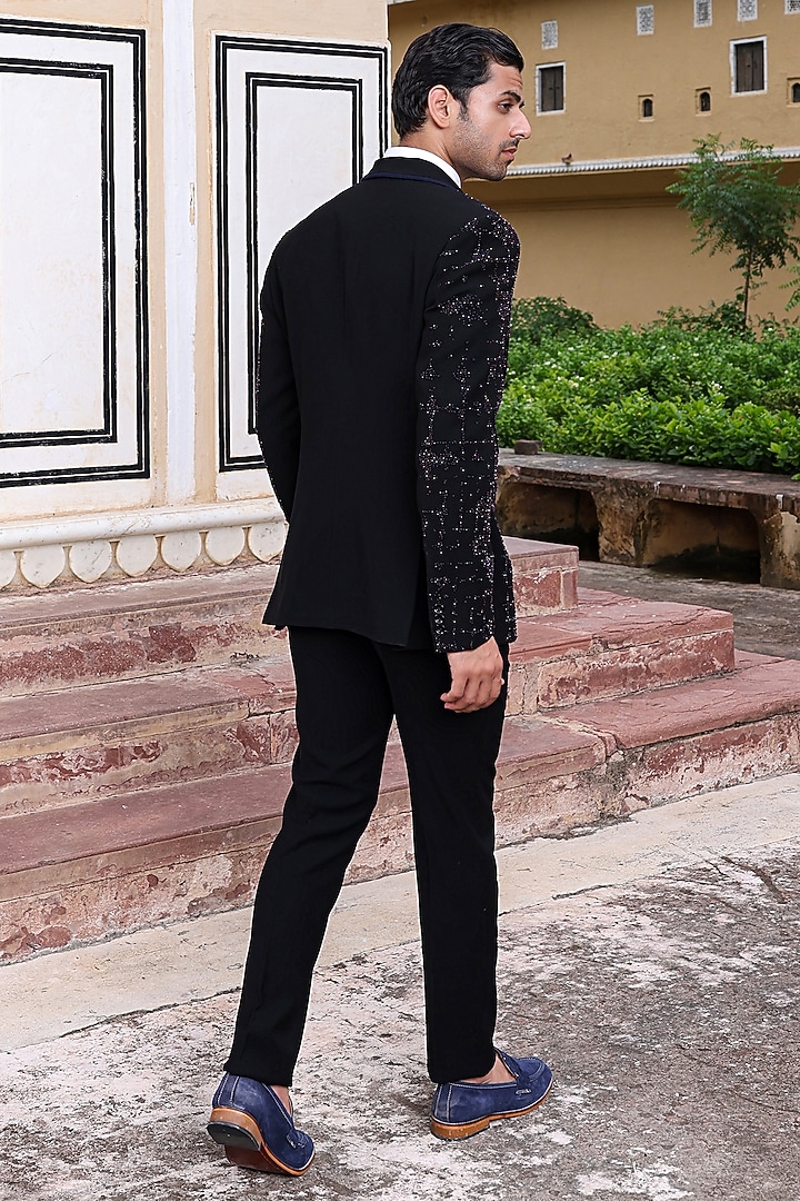 Black Japanese Fabric Blazer Set by Abkasa at Pernia's Pop Up Shop