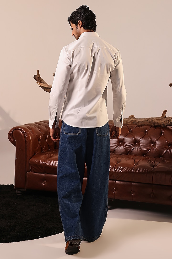 White Cotton Party Wear Shirt by Abkasa at Pernia's Pop Up Shop
