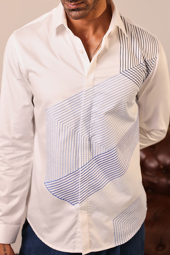 White Cotton Party Wear Shirt by Abkasa at Pernia's Pop Up Shop