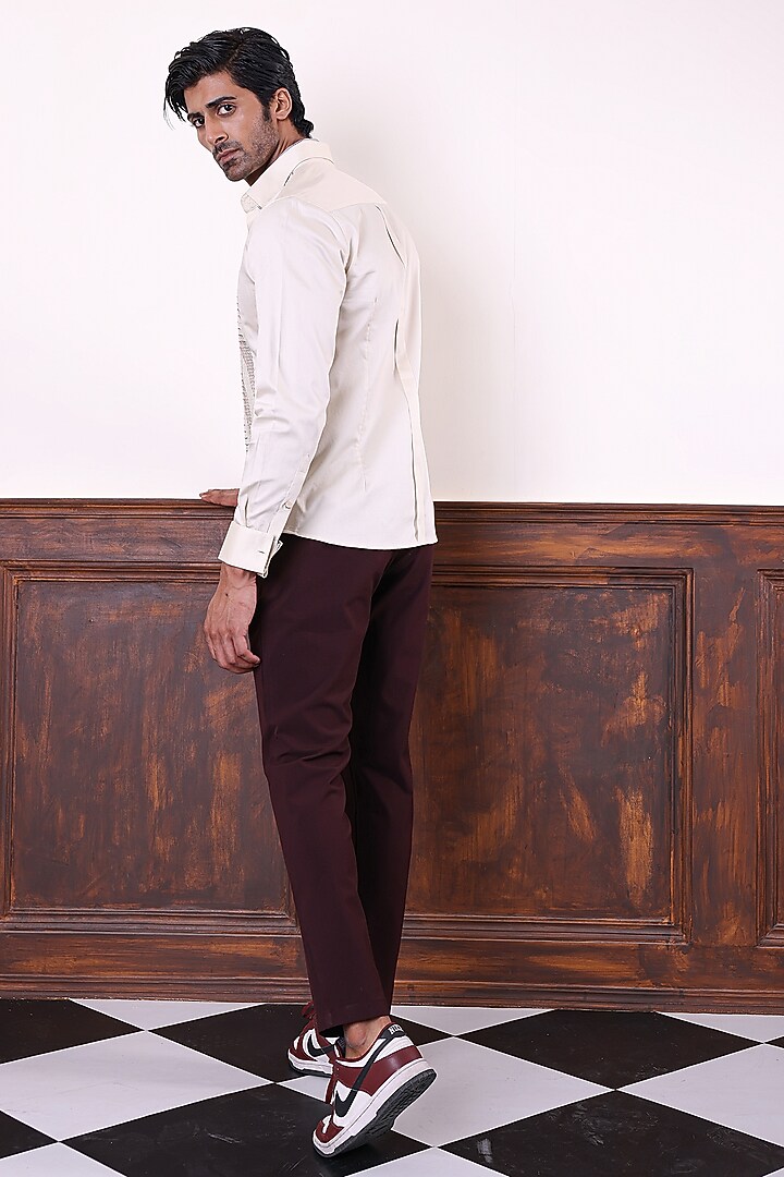 Beige Cotton Shirt by Abkasa at Pernia's Pop Up Shop