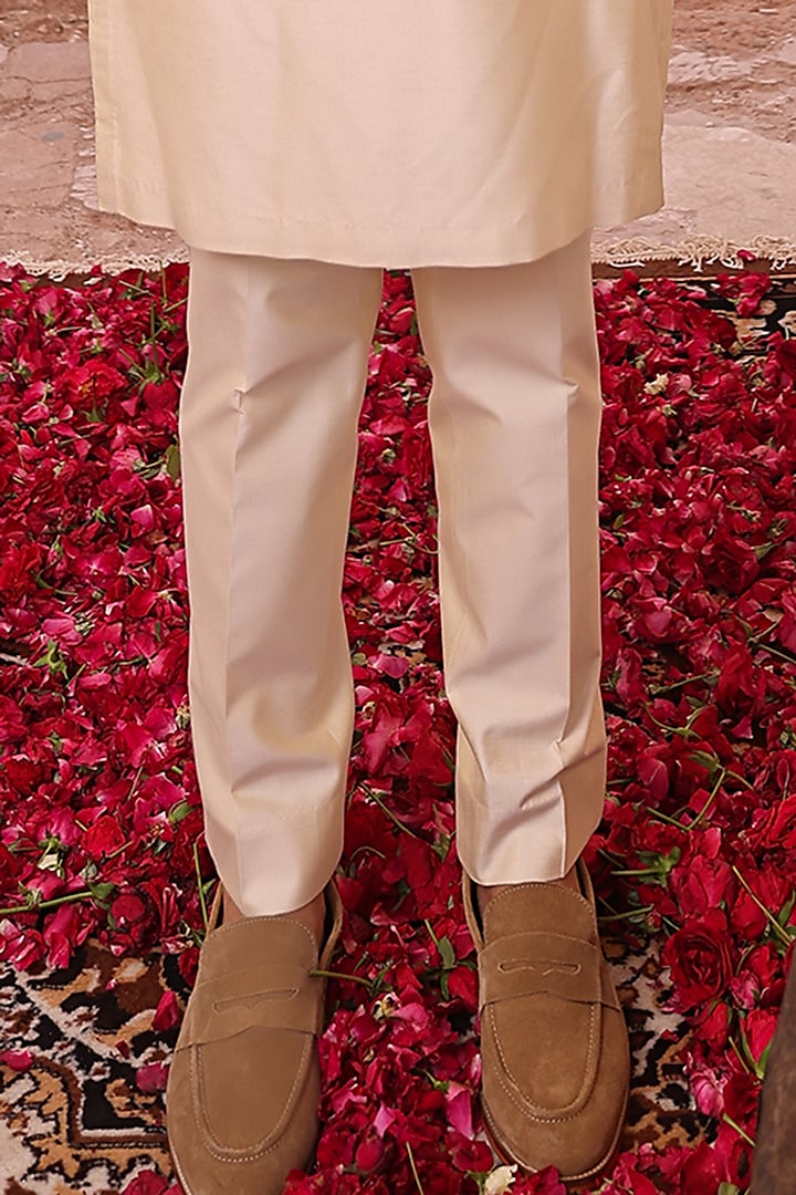 Yellow Pure Silk & Katan Silk Nehru Jacket Set by Abkasa at Pernia's Pop Up Shop