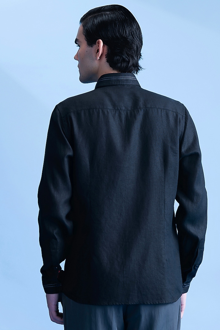 Black Linen Wedding Shirt by Abkasa at Pernia's Pop Up Shop