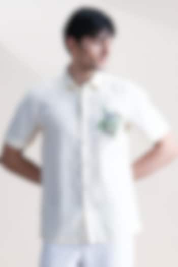 Lemon-Colored Linen Party Wear Shirt by Abkasa at Pernia's Pop Up Shop