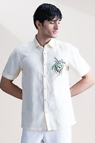 Lemon-Colored Linen Shirt by Abkasa