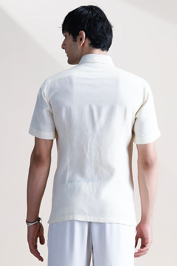 Lemon-Colored Linen Party Wear Shirt by Abkasa at Pernia's Pop Up Shop