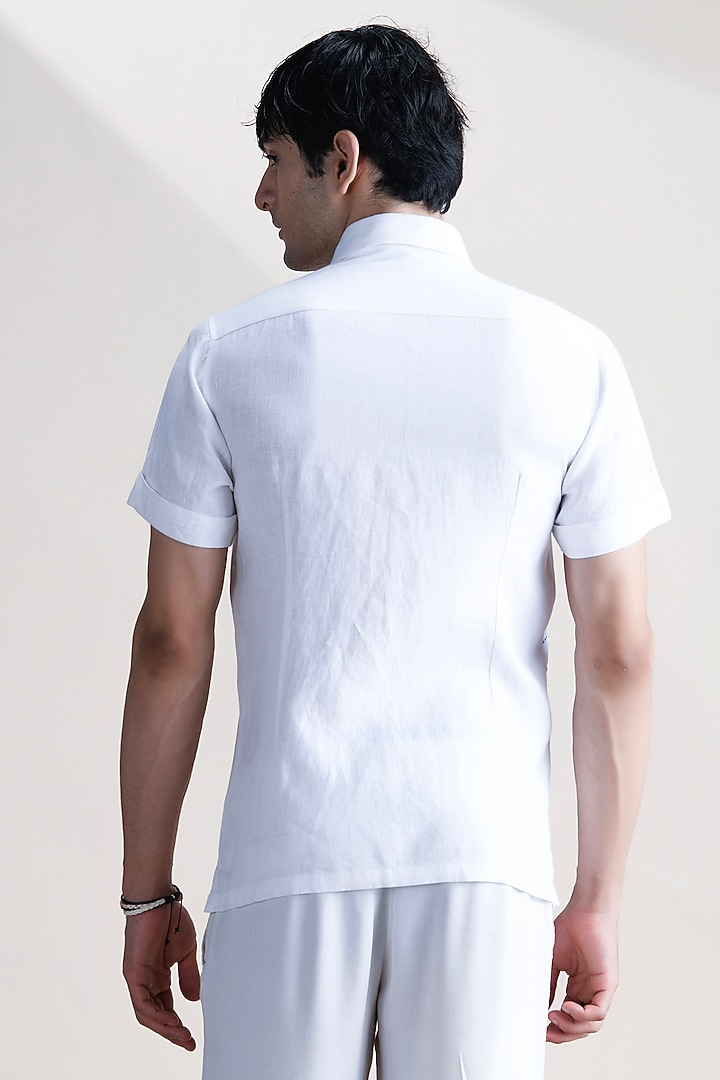 White Linen Party Wear Shirt by Abkasa at Pernia's Pop Up Shop