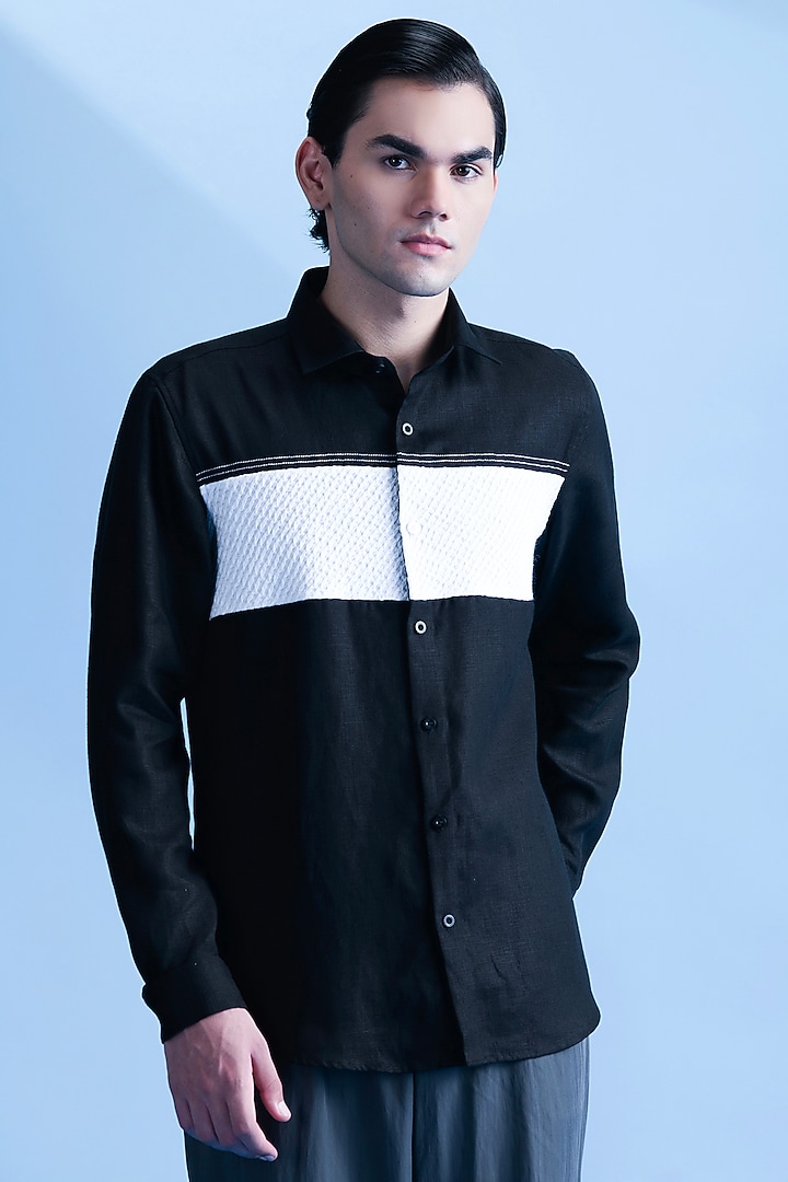 Black Linen Shirt by Abkasa