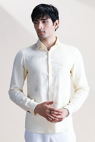Lemon-Colored Linen Shirt by Abkasa
