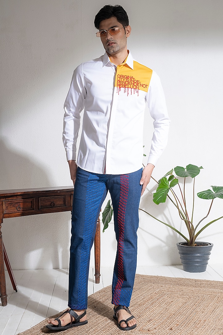 White Cotton Party Wear Shirt by Abkasa at Pernia's Pop Up Shop