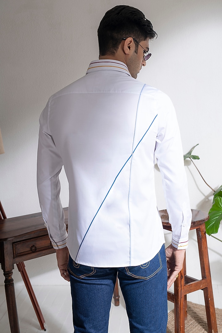 White Cotton Party Wear Shirt by Abkasa at Pernia's Pop Up Shop