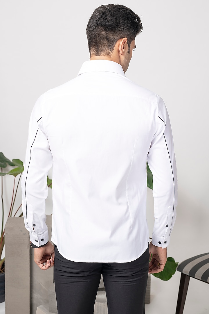 White Cotton Party Wear Shirt by Abkasa at Pernia's Pop Up Shop