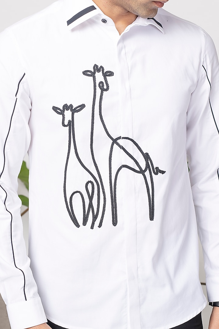 White Cotton Party Wear Shirt by Abkasa at Pernia's Pop Up Shop
