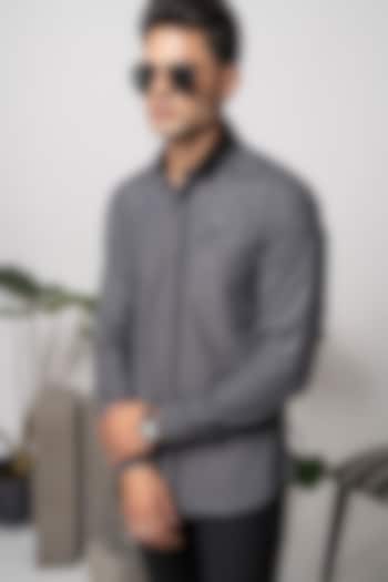 Grey Giza Cotton Party Wear Shirt by Abkasa at Pernia's Pop Up Shop