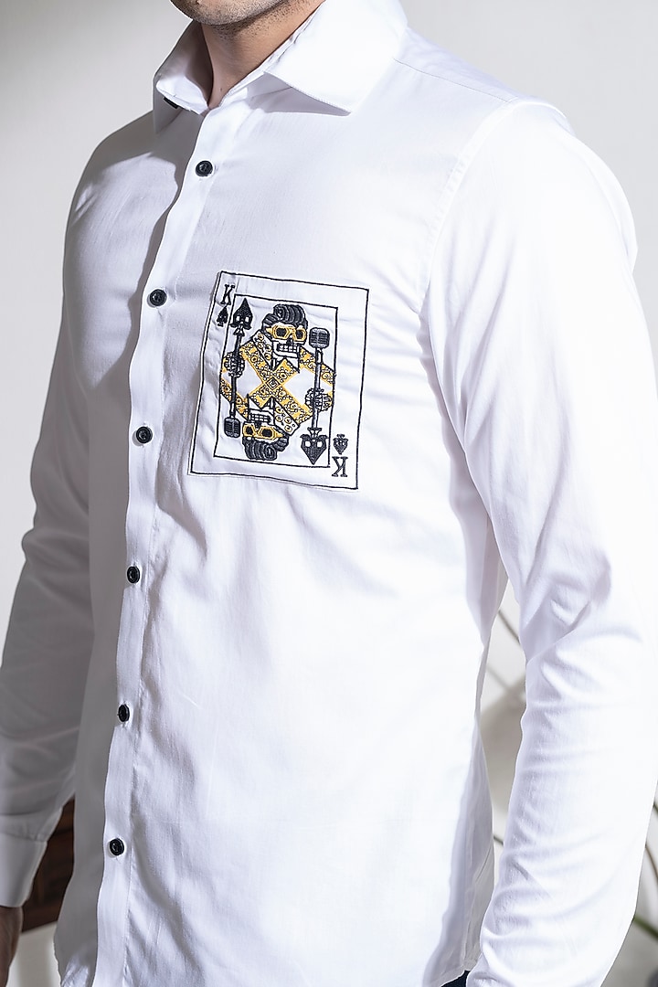 White Cotton Embroidered Summer Shirt by Abkasa at Pernia's Pop Up Shop