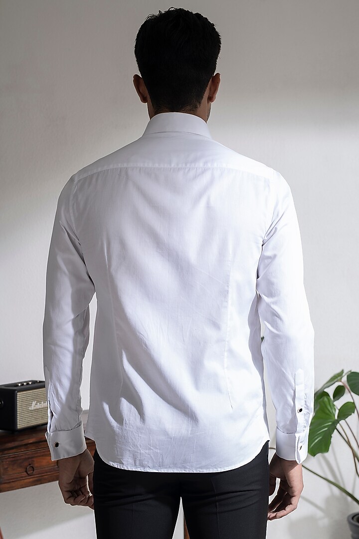 White Cotton Pintuck Party Wear Shirt by Abkasa at Pernia's Pop Up Shop
