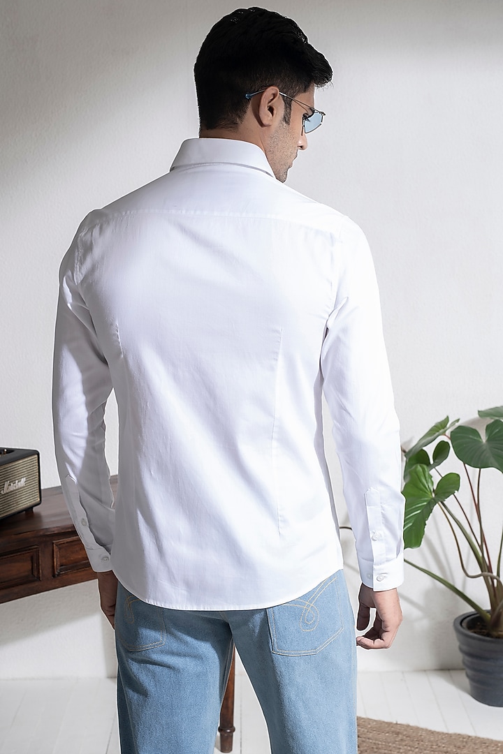 White Cotton Printed Summer Shirt by Abkasa at Pernia's Pop Up Shop