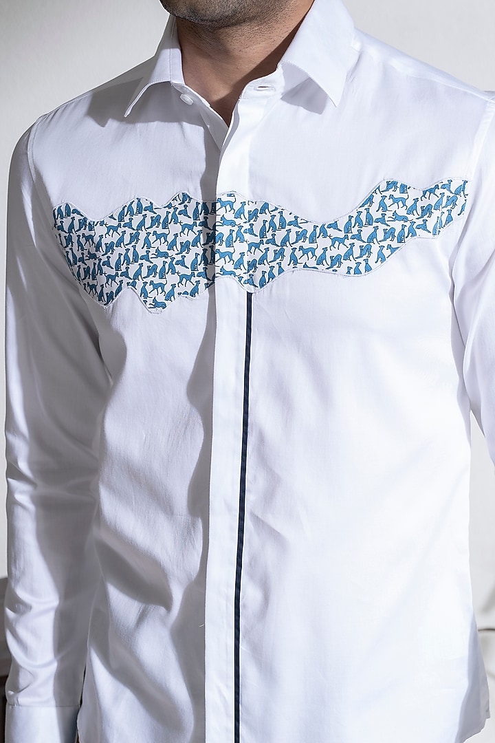 White Cotton Printed Summer Shirt by Abkasa at Pernia's Pop Up Shop