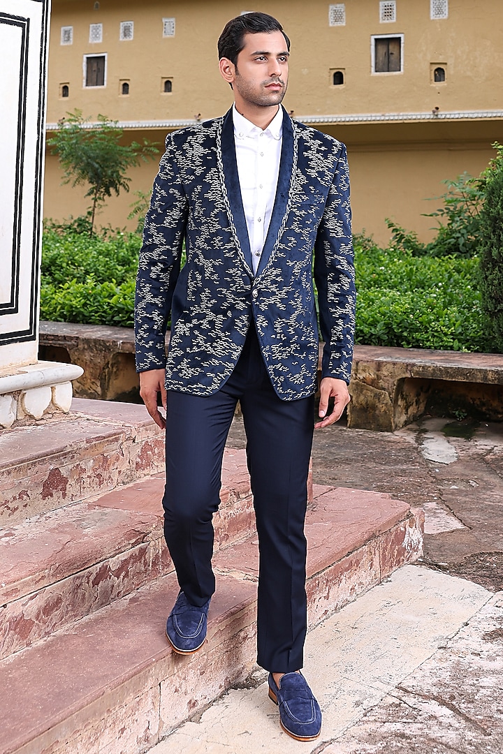 Blue Velvet Blazer Set by Abkasa at Pernia's Pop Up Shop