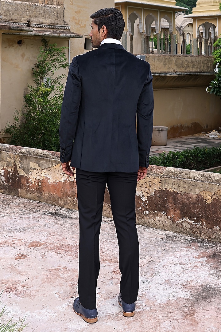Black Velvet & Terry Rayon Blazer Set by Abkasa at Pernia's Pop Up Shop