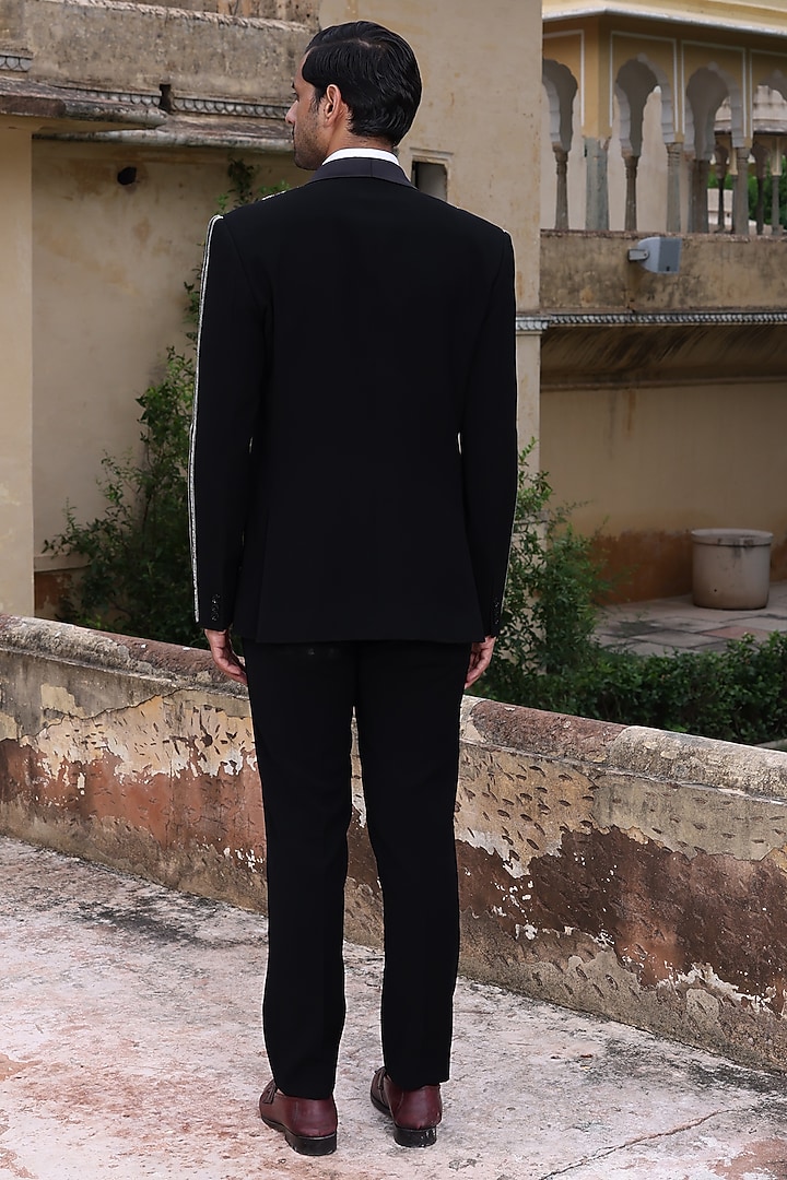 Black Japanese Fabric Blazer Set by Abkasa at Pernia's Pop Up Shop