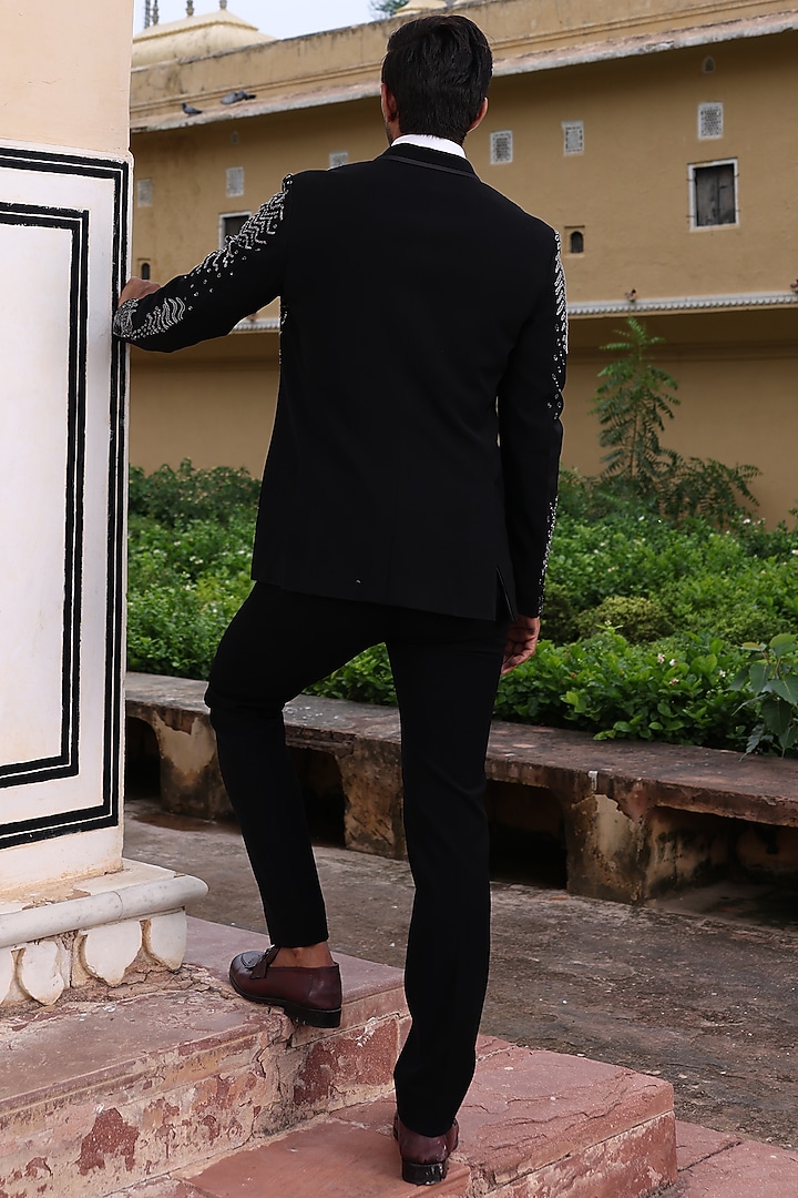 Black Japanese Fabric Blazer Set by Abkasa at Pernia's Pop Up Shop