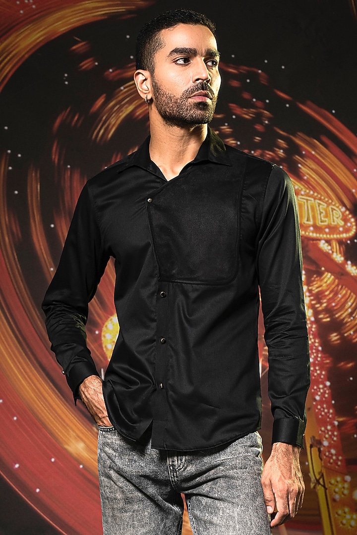 Black Cotton Summer Shirt by Abkasa at Pernia's Pop Up Shop