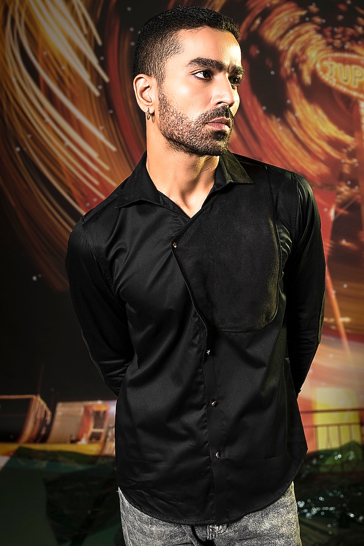 Black Cotton Summer Shirt by Abkasa at Pernia's Pop Up Shop