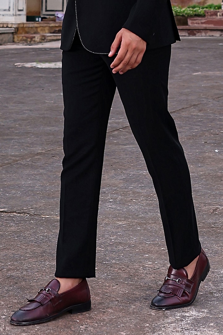 Black Japanese Fabric Blazer Set by Abkasa at Pernia's Pop Up Shop